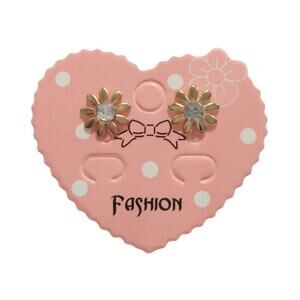 Flower Stud Earrings Yellow Gold Plated Clear Rhinestone Fashion Jewelry